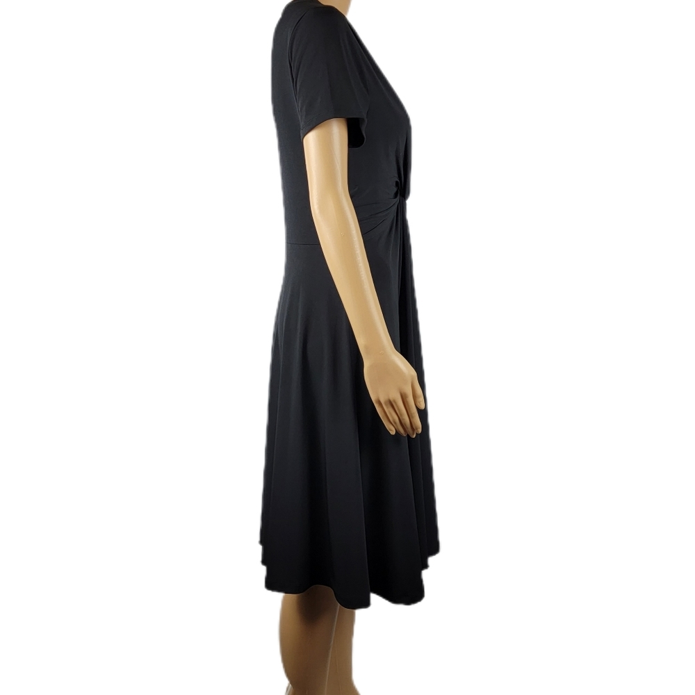 Lord & Taylor Little Black Dress With Front Knot V Neckline Medium NWOT - Picture 3 of 5
